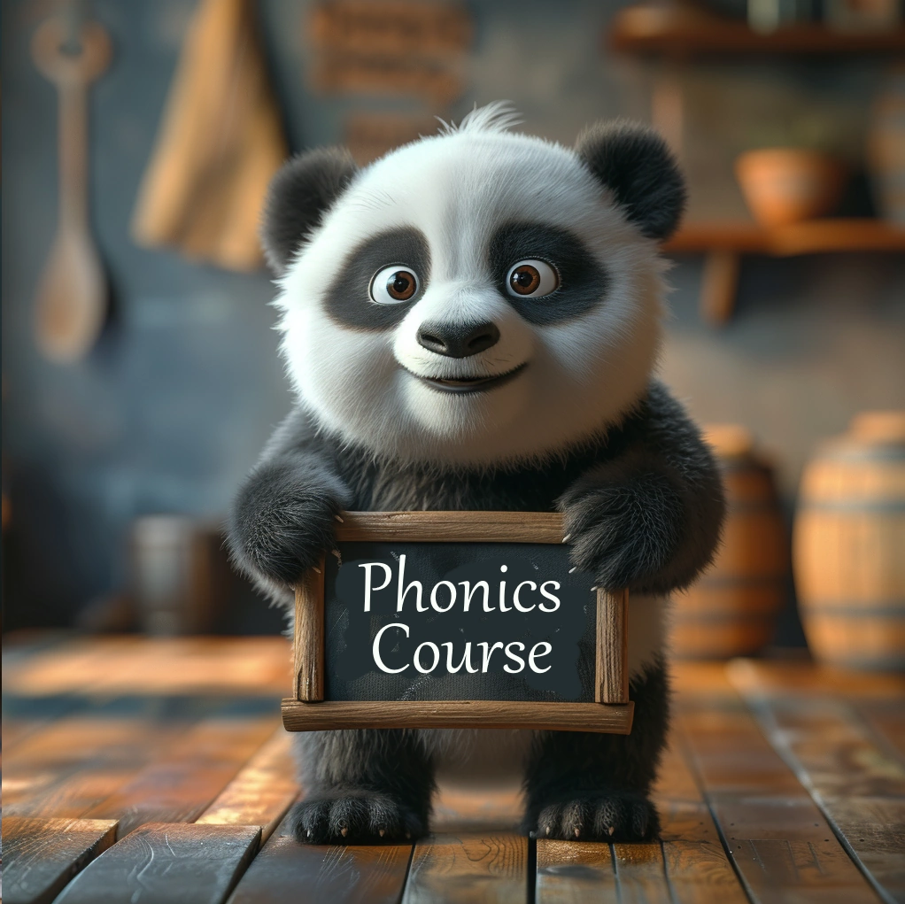 ESL-Level-Phonics-Panda-holding-chalkboard